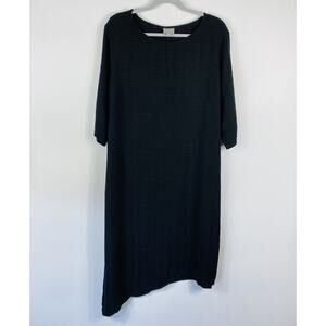 Niche Nilgun Derman Dress Large Black Textured Asymmetric Lagenlook Pockets